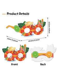 16pcs Hawaiian Paper Glasses, Hawaiian Party Glasses, Summer Beach/Pool Party Decorations, Hawaiian Party Eyeglasses, Flamingo, Coconut Tree, Beach And Hawaiian Summer Themed Paper Glasses Wholesale, Hawaiian Fashion Eyeglass Frames, Tropical Party Props, Summer Beach Party Supplies, Hawaiian Pool Party Props, Hawaiian Beach Party Decorations, Birthday Party Supplies - Multicolor - View 8