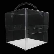 ZHFEISY 50 Pcs Clear Cake Boxes With Handle, Easy Carrying Bakery Boxes ,Transparent Cake Holder  For Bakery, Birthday , Wedding, Party, Gift(5.51*5.51*5.51 In) - 5.51*5.51*5.51in - View 4