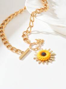 1 chiếc dây chuyền mặt dây chuyền hình hoa hướng dương và ong kiểu Bohemian thanh lịch và thời trang, dây vàng, thích hợp để đeo hàng ngày, dự tiệc, đi nghỉ mát, lễ tốt nghiệp và các ngày lễ khác. - Nhiều màu - Xem 4