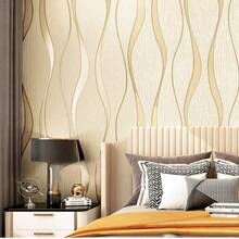 [3D Wave Wallpaper] Waterproof 3D Wave Pattern Wallpaper, Easy To Install, Removable, Stain-Resistant, Suitable For Bedroom And Living Room Furniture Renovation - Yellow - View 3