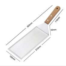 Set Pengikis Logam, Spatula Hamburger Stainless Steel, Pengikis Loyang, Cocok Untuk Panggangan Datar - Sekop Gagang Kayu Tiga Buah - View 9