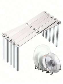 1个厨房不锈钢锅架，侧边锅盖架，伸缩折叠式收纳整理架 - 彩色 - 查看 2