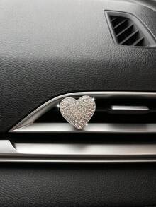 Diamond Studded Cross Car Air Outlet Decoration Car Air Conditioning Decoration Clip Light Luxury Full Diamond Heart Decoration Car Interior Accessories - A - View 5
