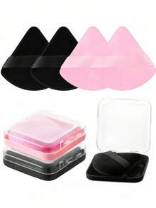 6-Piece Bubble Powder Set With Travel Storage Box, Triangular Bubble Powder Beauty Tool For Loose Powder - Multicolor - View 1