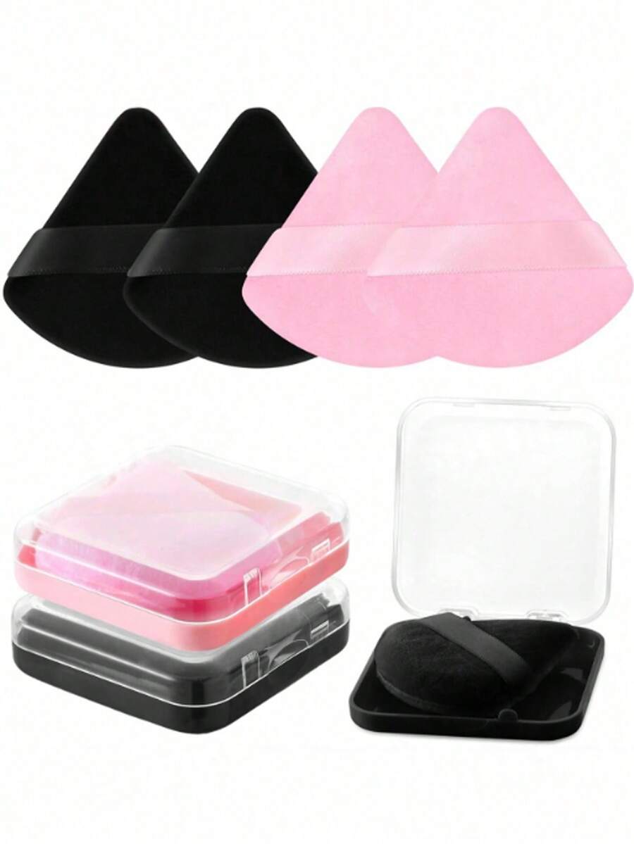 6-Piece Bubble Powder Set With Travel Storage Box, Triangular Bubble Powder Beauty Tool For Loose Powder - Multicolor - View 1
