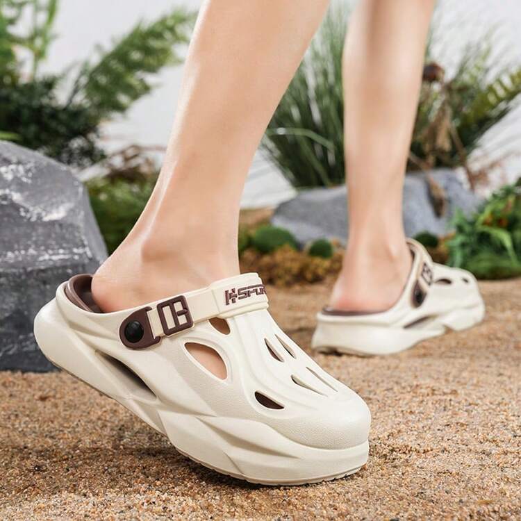 Dép lê nam mùa xuân/hè mới, thoáng khí, đế EVA mềm mại thoải mái, kiểu dáng đi biển/nghỉ dưỡng ngoài trời, đế dày thích hợp cho nhà ở/phòng tắm, dép độn gót, màu trắng unisex, phù hợp cho công sở, đại học và mặc thường ngày. - màu nâu - Xem 12