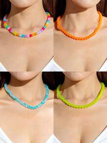 imoli 1 buah Kalung Manik-Manik Akrilik Geometris Modis Warna Permen, Cocok untuk Pemakaian Sehari-hari Wanita, Hadiah Perhiasan untuk Teman - MultiWarna - View 2