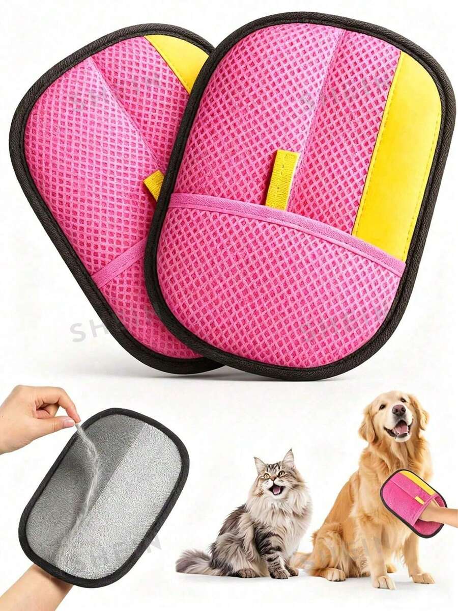 2-In-1 Pet Grooming Glove, Efficient Pet Hair Remover Glove,Gentle Pet Hair Remover Mitt For Dog Cat, Reusable Fur Removal For Furniture Sofa Carpet - View 1