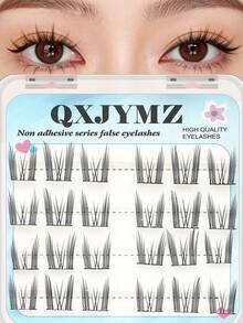 1 Box 24pcs Cartoon Cat Ear False Eyelashes, Natural & Realistic, Glue-Free Easy Application, Suitable For All Eye Shapes - C - View 1