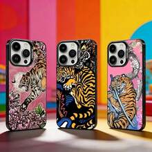 Funda de teléfono J-Japanese Ukiyo-e Tiger para iPhone 17, 16, 15, 14, 13, 12, 11 Plus, Pro Max, XS, funda de teléfono color plata. - z6 - Ver 1