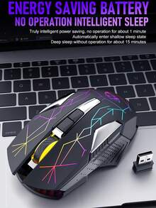 Ratón inalámbrico recargable para juegos X18, ratón mecánico retroiluminado para uso en oficina - Ver 6