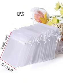 5/10/20/50/100 chiếc Túi vải organza nhiều màu, Túi đựng quà, Túi quà tặng, Đồ dùng gia đình, Túi đựng đồ bằng nylon, Đồ dùng tiệc tùng ngày lễ, Đồ dùng đám cưới, Bao bì trang trí quà tặng, Túi đựng đồ làm bánh, Bao bì phụ kiện trang sức, Túi dây rút quà tặng, Túi đựng trang sức quà tặng sinh nhật - Trắng - Xem 20