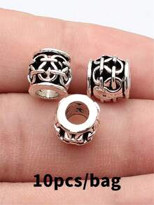 10pcs 10x9.7x9mm Large-Hole Bead With Openwork Pattern For DIY Jewelry Making Bracelet Necklace Keychain Phone Chain Making Accessories Handmade Craft Making Findings - Hollow-out Patterned Large-hole Bead - View 9
