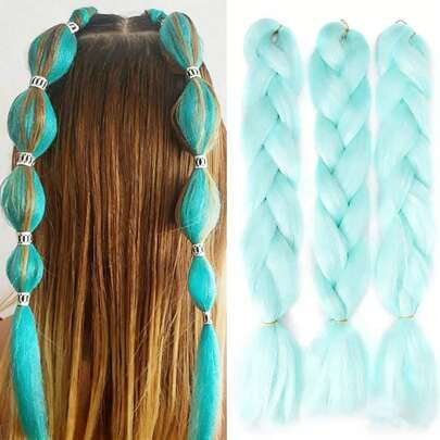 24Inch 1pc Synthetic High Temperature Extensions Hair Braiding Hair Extensions For Braids Purple Color Brown Color Light Brown Color Black To Brown Color Black To Burgundy Color Black To Gray Color Gradient Multicolour Colorful Fashion Braided Hair Weave Hair For Women Used Daily Party Cosplay Music Festival