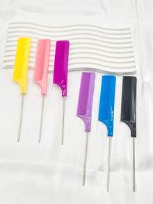 6pcs Steel Needle Comb Set, Styling Hairdressing Tail Comb, Rat Tail Comb, Fine Tooth Comb - Multicolor - View 6