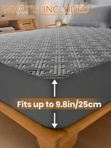 1pc Waterproof Solid Color Fitted Sheet, Skin-Friendly Mattress Protector, Dust-Proof & Moisture-Proof Mattress Cover, Ultrasonic Embossed Suitable For All Size Mattresses, Bedding Gift, Machine Washable - Dark Grey - View 5
