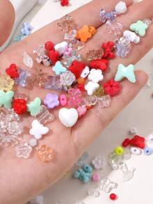 30g Mini Acrylic Beads Randomly Mixed Heart Shape, Bow, Spacer Beads For Bracelet Making DIY Mobile Phone Chain Earring Jewelry Handmade Accessories [Size: 2.5-10mm] - 2.5-10mm Mini Beads - View 5