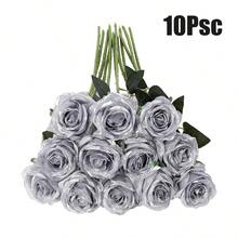 1支/10支/12支/20支银色20英寸仿真玫瑰花，情人节礼物，高端仿真玫瑰，适用于家居装饰、房间装饰、餐桌装饰、婚礼装饰、新娘捧花、腕花、插花。适合家居、餐厅、卧室、花瓶装饰。 - 銀色 - 查看 8