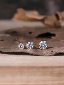 1件 0.03-0.3ct 925純銀莫桑石鼻釘 平背低過敏穿刺飾品 鼻環耳釘 男女通用日常佩戴 - 金色 - 查看 4