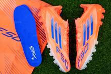 Adidas 男鞋女鞋新款F50高階2G/3G短釘AG人草成人足球鞋 - 橙色/藍色 - 查看 6