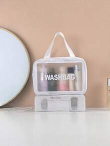 1pc Makeup Bag, Large Capacity Travel Toiletry Bag, High-Quality PU Leather Storage Pouch - View 4