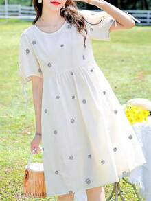Women Midi Dresses - Apricot - View 2