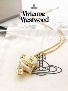 Vivienne Westwood Bộ sưu tập mặt dây chuyền Orietta hình trái tim, dây chuyền mạ vàng, chất liệu đồng thau. - Vàng - Xem 8