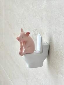 Decorazione per il bagno a forma di maiale carino, decorazione per il bagno divertente a forma di maiale, decorazione per il bagno creativa e adorabile, decorazione per il bagno, regalo di compleanno, decorazione da scrivania per la casa, accessori per il bagno a forma di maiale - Multicolore - Visualizzare 1