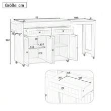 Kitchen Island On Wheels, Extendable Dining Area Kitchen Island With Worktop And Drawers, Mobile Freestanding Kitchen Island, Ideal For Kitchen And Dining Room - Natural - View 2