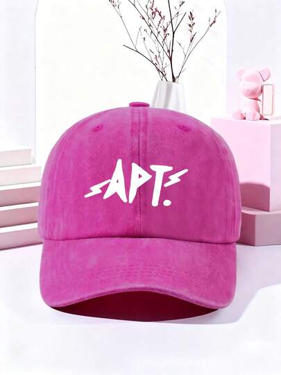 1pc Unisex APT Letter Printing Washed Baseball Cap Vintage Adjustable Outdoor For Travel Beach For Boys And Girls Men Women Christmas Gift