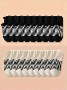 20/10/5 Pairs Random Striped Ankle Socks, Suitable For All Seasons - Multicolor - View 5