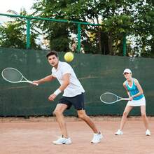 OGEENIER 27 Zoll 2 Player Tennisschläger Racket Set für Erwachsene Tennisschläger Damen Herren, für Anfänger mit 2 Griffband und 3 Bällen und 2 Tennis-Vibrationsdämpfer 1 Tennis Tasche QQDP - grün+blau - Übersicht 7