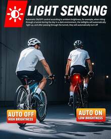 Bike Tail Light - With Brake/Light Sensor, USB-C Rechargeable, IP64 Waterproof, 6 Light Modes Taillight Night Riding, Bright Rear Bike Light Road Mountain, Cycling - 1 - View 7