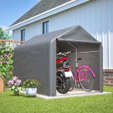 Grey Bicycle Shelter/Tool Shed 160 X 220 X 165 Cm With Roll-Up Door - Waterproof PE Material - Grey - View 5