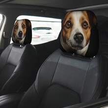 2pcs Sheepdog Print Car Headrest Covers - New Double-Sided Design Fits All Vehicles, Easy Installation - Funny Car Interior Decor For Male/Female Drivers/Passengers - Durable Fabric Headrest Protectors With Eye-Catching Print - Hat - View 6