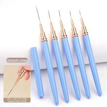 5支装专业美甲细节勾线笔套装，5支小型美甲设计技巧细线笔，7/9/11/15/20毫米短笔长美甲绘画笔 - 藍色 - 查看 11