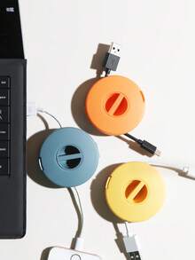 1 st bärbar laddningssladdhållare rund förvaringskabelvinda infällbar kabelhantering flexibel USB-kabelvinda - flerfärgad - Visa 6