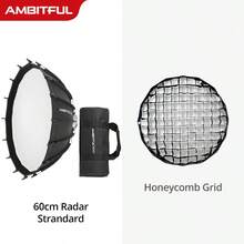 Ambitful 60cm 23.6"Studio Silver Wide Angle Beauty Dish Honeycomb Grid Bowens Mount For Godox SK400II QT600II SL200II VL300 - View 11