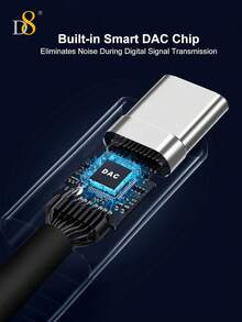 D8 IPhone16 USB-C To 3.5mm Audio Adapter, Type-C To AUX Headphone Converter With DAC Stereo Microphone, Compatible With IPhone16/16 Pro/Pro Max/15/15Plus/15Pro/15Pro Max Pro/Air 5/4 Mini 6, Galaxy S23 Ultra S22 S21 S20, Pixel 7 Pro, White - Black - View 7