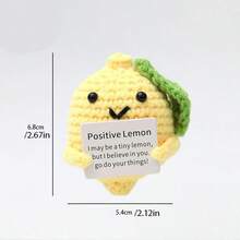 1pc Crocheted Lemon Doll, Conveys Sincerity And Inspiration. Crocheted Dolls Can Make Me Or My Loved Ones Feel Happy. This Is Not Only A Gift For Yourself, But Also A Unique Gift For Friends Or Family. - Multicolor - View 2
