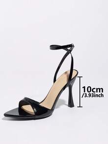 女士高跟凉鞋，性感露趾穆勒鞋，高端镜面抛光，柔软神秘优雅，黑色细带搭扣高跟凉鞋，时尚尖头优雅百搭细高跟鞋，适合夜间派对、户外旅行、感恩节、圣诞节、劳动节、母亲节、万圣节、妇女节、情人节等节日场合以及夏季穿搭。 - 黑色 - 查看 11