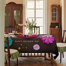 1pc Mother's Day Themed Printed Tablecloth - 100% Polyester, Rectangular, Woven, Suitable For Home Kitchen Dining Room, Parties, Picnics, Dates, Weddings, Theme Parties, Indoor/Outdoor Use, Mother's Day Gift - Multicolor - View 8