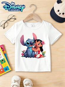 Disney Diseño de camiseta de manga corta para bebés y niños pequeños con el personaje de sosteniendo un corazón con el texto "Bee Mine" impreso. Estilo casual, cómodo y holgado, adecuado para niños pequeños. Perfecto para fiestas y ocasiones de juego. Lavable a máquina. - Blanco - Ver 2