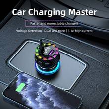 Sạc nhanh vòng tròn trong xe hơi, Sạc Bluetooth trong xe hơi, Cáp sạc điện thoại di động - C55 - Xem 4