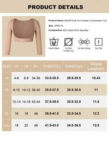 Arm Shaper For Women Posture Corrector Post Surgery Arm Lipo Compression Sleeves Slimming Arm Faja Front Closure Shapewear 3/4 Sleeve Crop Tops Nude - Màu be - Xem 3