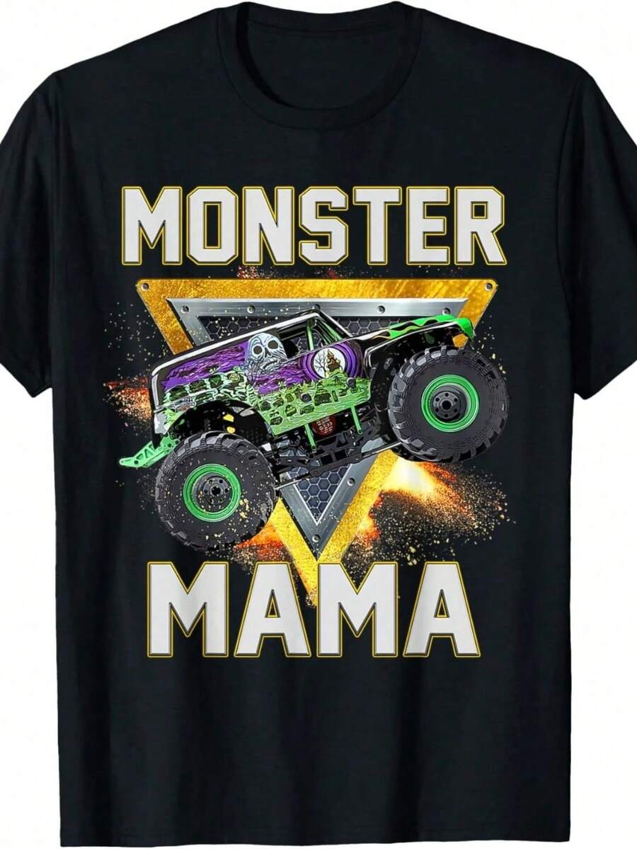 Monster Truck Mama Monster Truck Are My Jam Truck Lovers T-Shirt Unisex S-5XL Hot Trending Shirt, Vintage Birthday Gift,Mens Clothes,Graphic T,Vintage Polo Graphic Tees,Graphic T Shirt,Spring And Summer - màu đen - Xem 1