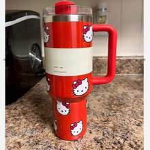 SANRIO 40 Oz  Outdoor Sports Water Cup Water Bottle Stainless Steel Vacuum   Insulated  Cup With Lid And Straw Suitable For Water, Iced Tea Or Coffee. - Đỏ - Xem 3
