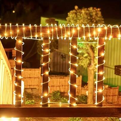 أضواء سلسلة أنبوب LED شمسية اختيارية 50/100/200/300 LED، أنبوب مرن من البولي فينيل كلوريد شفاف يعمل بالطاقة الشمسية، 8 أوضاع إضاءة مقاوم للماء IPX4 للزينة الخارجية للشجرة والحديقة والأعياد