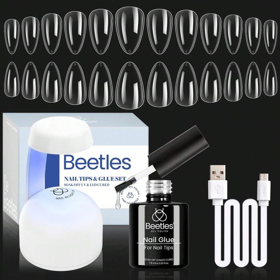 Beetles Gel Nail Kit Short Almond Gift Spree Easy DIY Extension Set Gift For Women - Almond Short 500pcs 12 Sizes - View 1