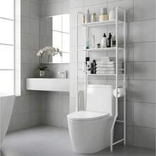 Bathroom Organizer With Metal Rack And Shelves - Sturdy Shower Cabinet, Bathroom Storage Solutions - White - View 1